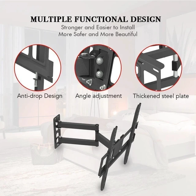 Alt view image 4 of 7 - Home Full Motion Video TV Wall Mount Bracket 32 36 37 42 43 46 50 55 60" LCD LED