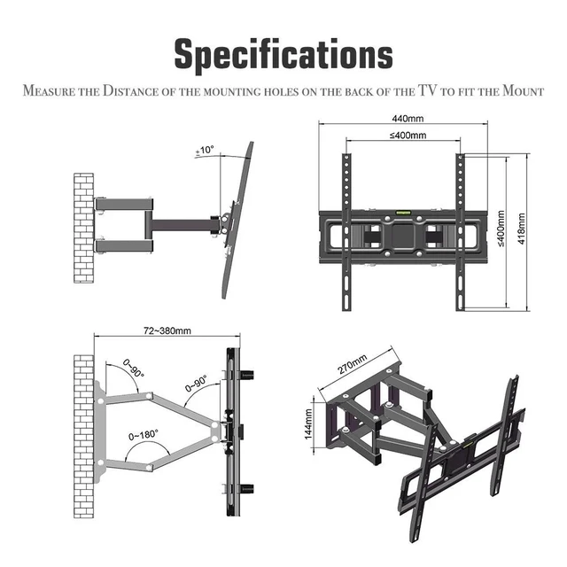 Alt view image 2 of 7 - FULL MOTION LCD LED TV WALL MOUNT BRACKET SWIVEL 26 32 36 37 42 46 47 50 52 55"