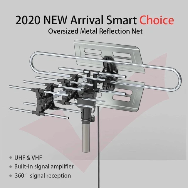 Alt view image 2 of 7 - 990 Mile HDTV Outdoor Amplified HD TV Antenna Digital 360° Rotate Remote Control