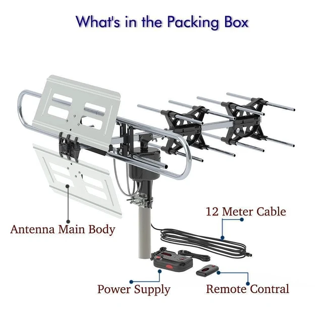 Alt view image 3 of 7 - 990 Mile HDTV Outdoor Amplified HD TV Antenna Digital 360° Rotate Remote Control