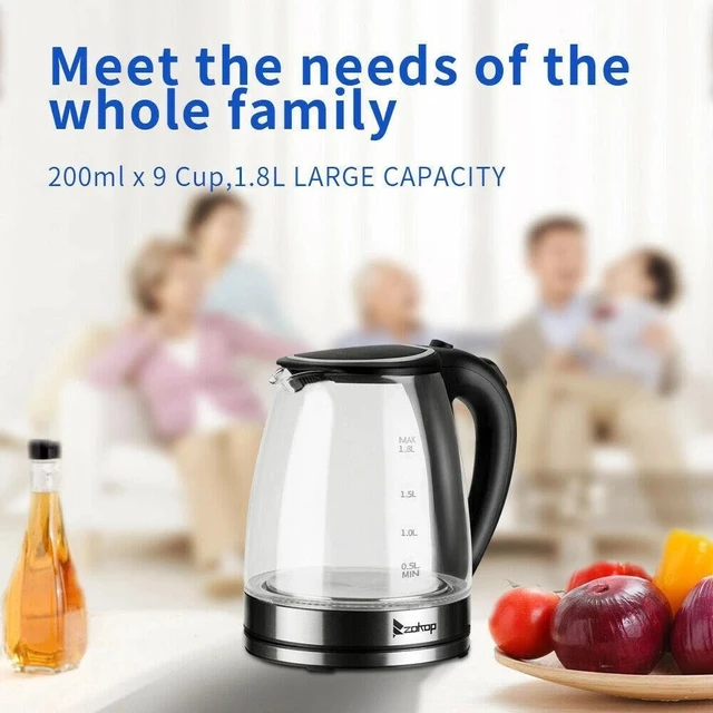 Alt view image 3 of 7 - 1.8L Electric Kettle Glass Water Tea Coffee Fast Boiling Auto Shut-off with LED