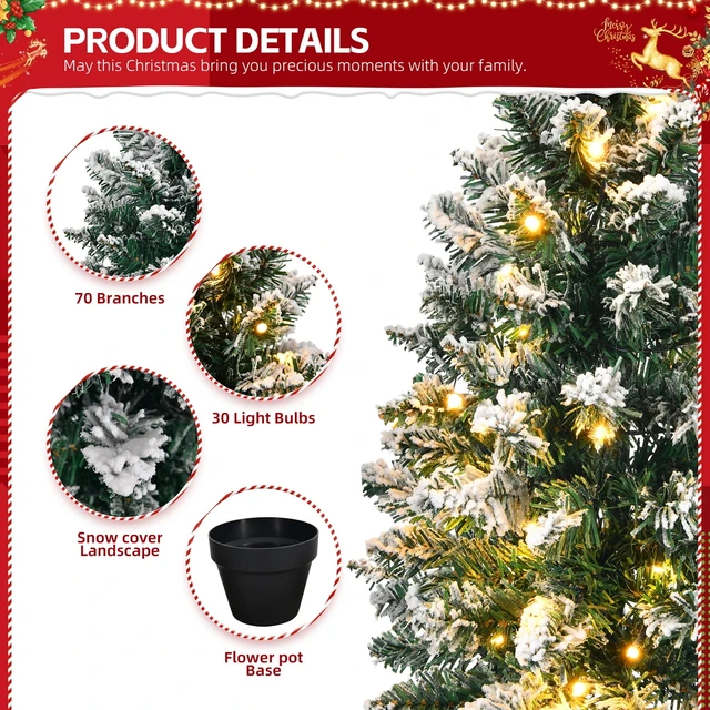 Alt view image 5 of 7 - 2ft Christmas Tree Artificial with LED Lights Holiday Xmas Party Home Decoration