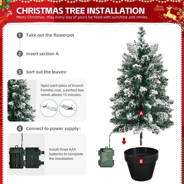 Alt view image 6 of 7 - 2ft Christmas Tree Artificial with LED Lights Holiday Xmas Party Home Decoration