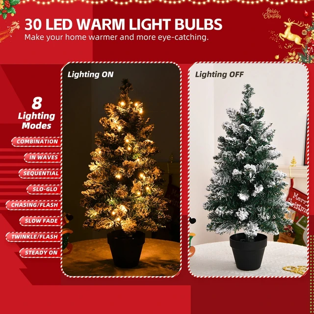 Alt view image 7 of 7 - 2ft Christmas Tree Artificial with LED Lights Holiday Xmas Party Home Decoration