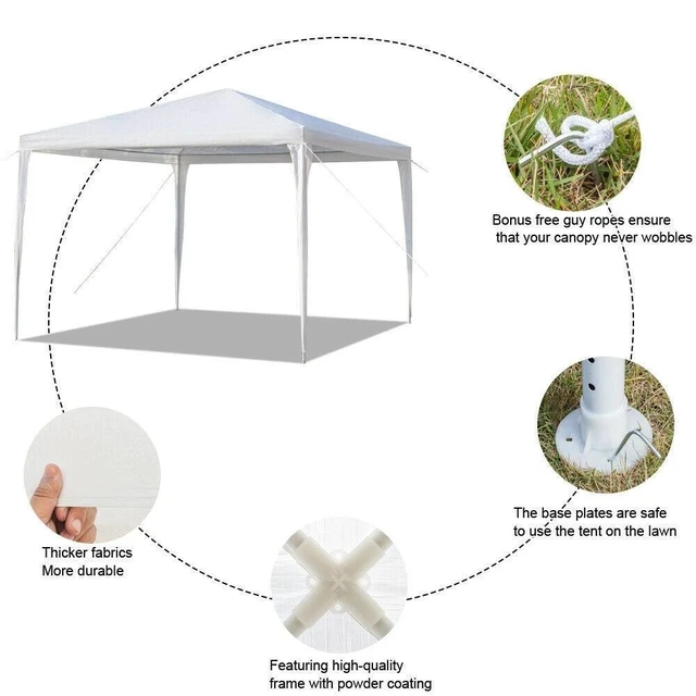 Alt view image 6 of 7 - New 10' X 10' Party BBQ Canopy White Wedding Tent No Sidewalls Garden Pergola