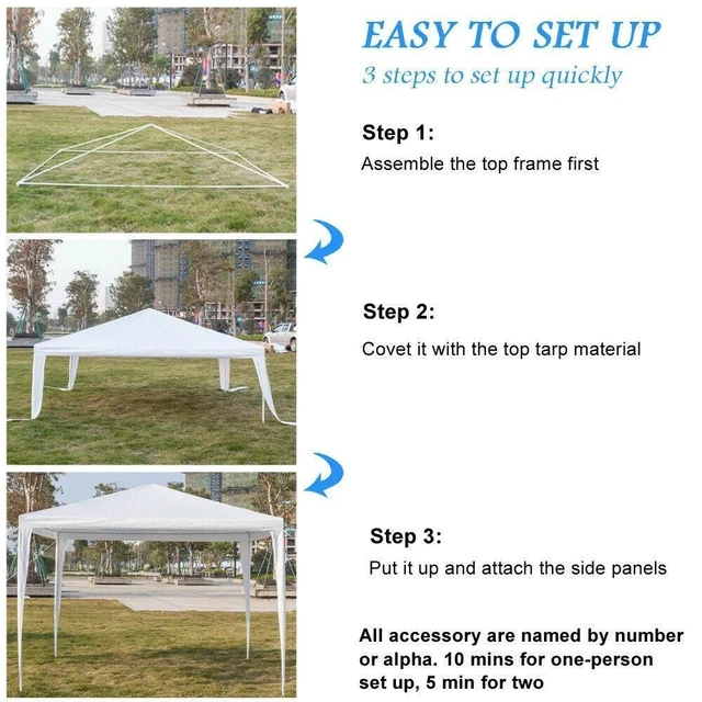 Alt view image 5 of 7 - New 10' X 10' Party BBQ Canopy White Wedding Tent No Sidewalls Garden Pergola