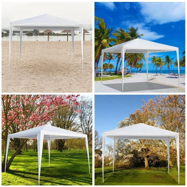 Alt view image 7 of 7 - New 10' X 10' Party BBQ Canopy White Wedding Tent No Sidewalls Garden Pergola