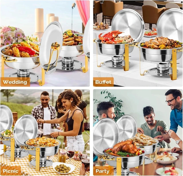 Alt view image 5 of 7 - 2 Pcs Stainless Steel Chafing Dishes 5QT Keep Food Warm or Cold with Fuel Holder