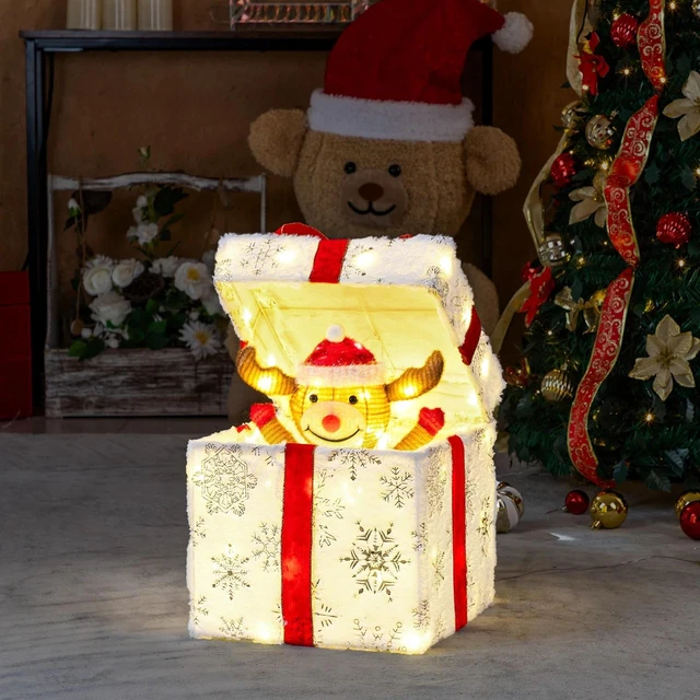 Alt view image 3 of 7 - 12" Motorized Pop-up Gift Box w/ Reindeer Christmas Decor for In/Outdoor Holiday