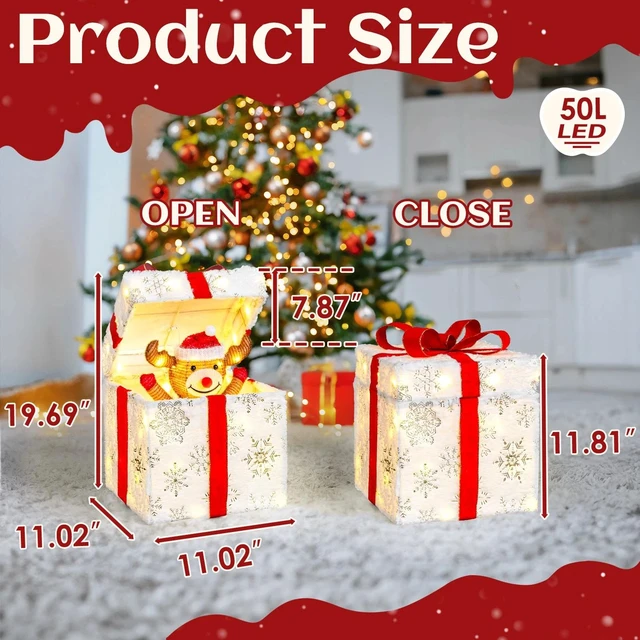 Alt view image 7 of 7 - 12" Motorized Pop-up Gift Box w/ Reindeer Christmas Decor for In/Outdoor Holiday