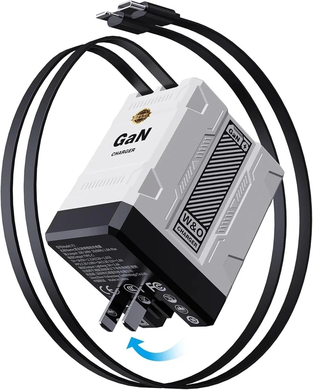 Main image of 120W USB-C Super Fast Wall Charger 2 in 1 Cable Retractable GaN Charger