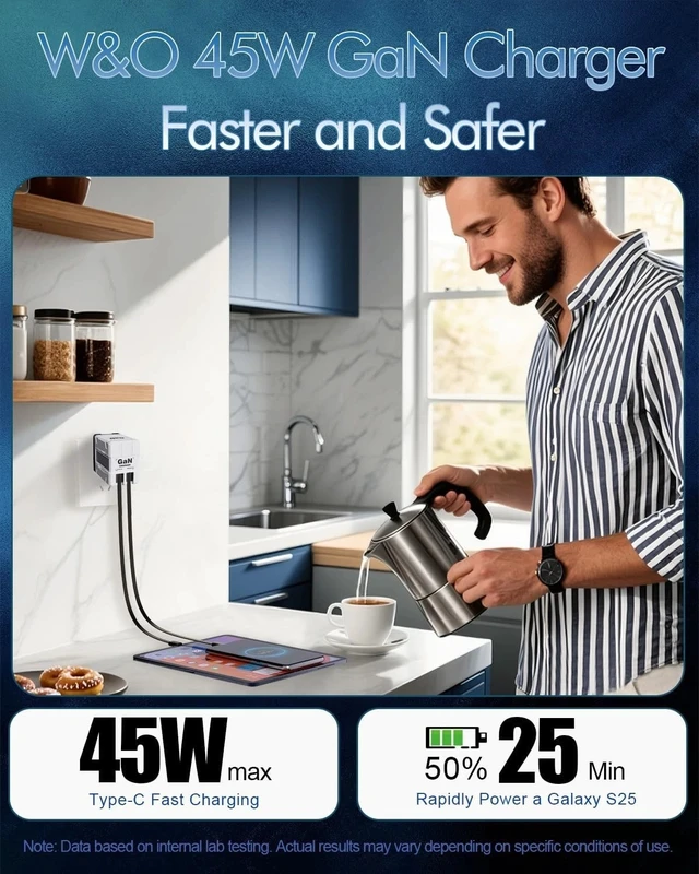 Alt view image 4 of 7 - 120W USB-C Super Fast Wall Charger 2 in 1 Cable Retractable GaN Charger