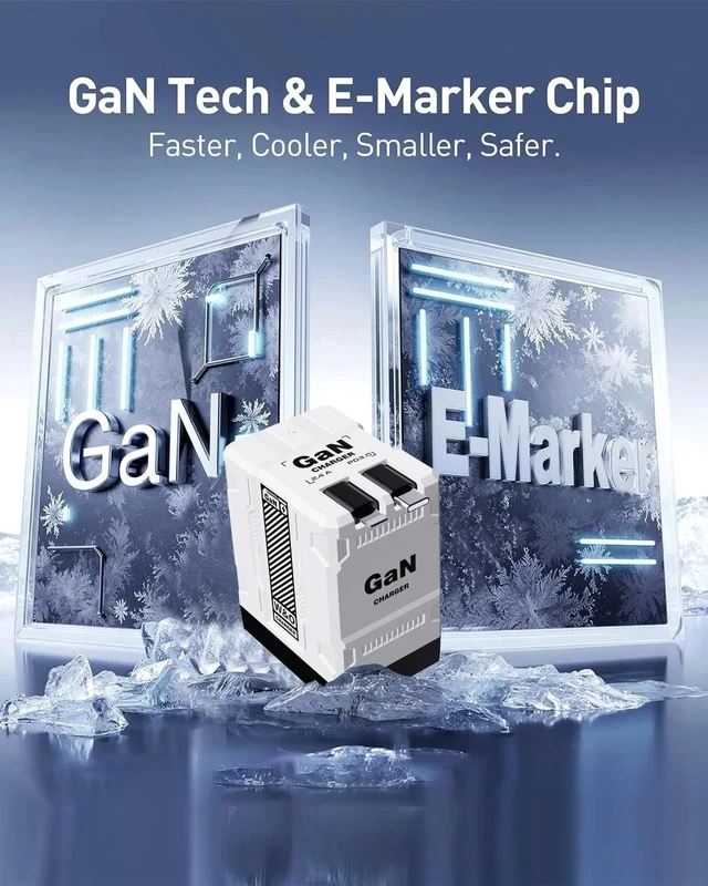Alt view image 3 of 7 - 120W USB-C Super Fast Wall Charger 2 in 1 Cable Retractable GaN Charger