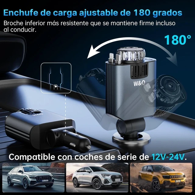 Alt view image 4 of 7 - Retractable Car Charger 5 in 1 Fast Car Phone Charger w/ Type C / L Cables