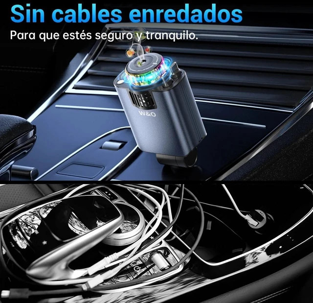 Alt view image 3 of 7 - Retractable Car Charger 5 in 1 Fast Car Phone Charger w/ Type C / L Cables