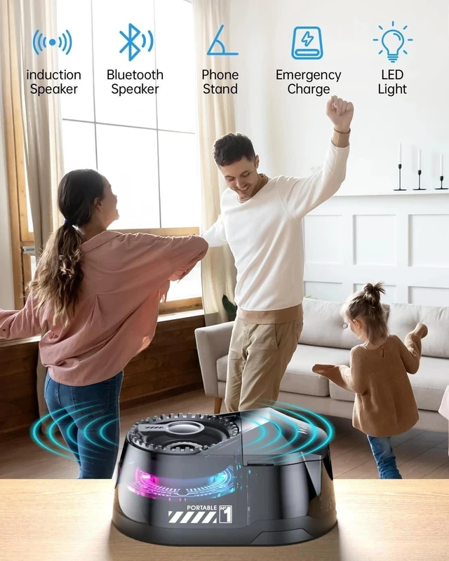 Alt view image 4 of 7 - 3-In-1 Magnetic Portable Speaker, Earbuds, RGB Lighting, 5.4 Bluetooth