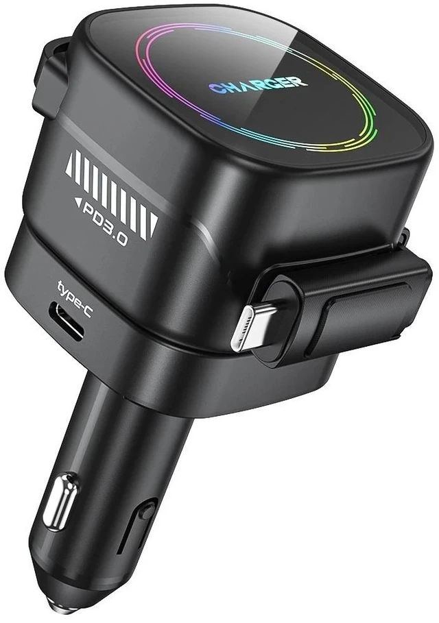 Alt view image 4 of 7 - 120W Retractable Car Charger 4 in 1 Fast Car Phone Charger With USB Type C Cable