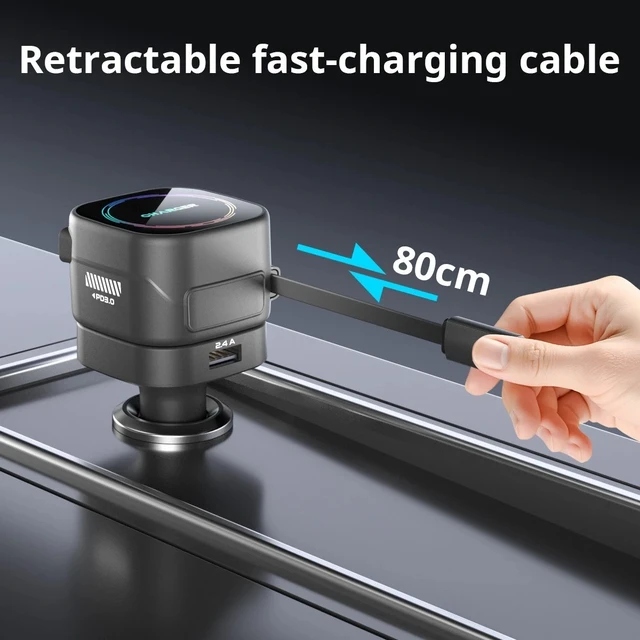 Alt view image 5 of 7 - 120W Retractable Car Charger 4 in 1 Fast Car Phone Charger With USB Type C Cable
