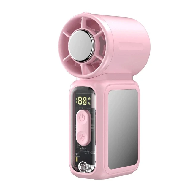 Alt view image 2 of 7 - Portable Rechargeable Fan 5-Speed Mini Handy Fan Pocket Size Up to 15 Hours Pink