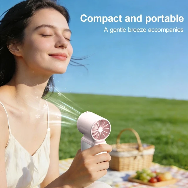 Alt view image 3 of 7 - Portable Rechargeable Fan 5-Speed Mini Handy Fan Pocket Size Up to 15 Hours Pink
