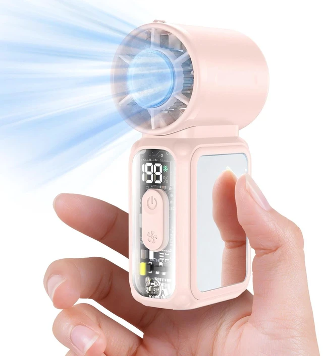 Main image of Portable Rechargeable Fan 5-Speed Mini Handy Fan Pocket Size Up to 15 Hours Pink
