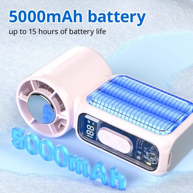 Alt view image 6 of 7 - Portable Rechargeable Fan 5-Speed Mini Handy Fan Pocket Size Up to 15 Hours Pink