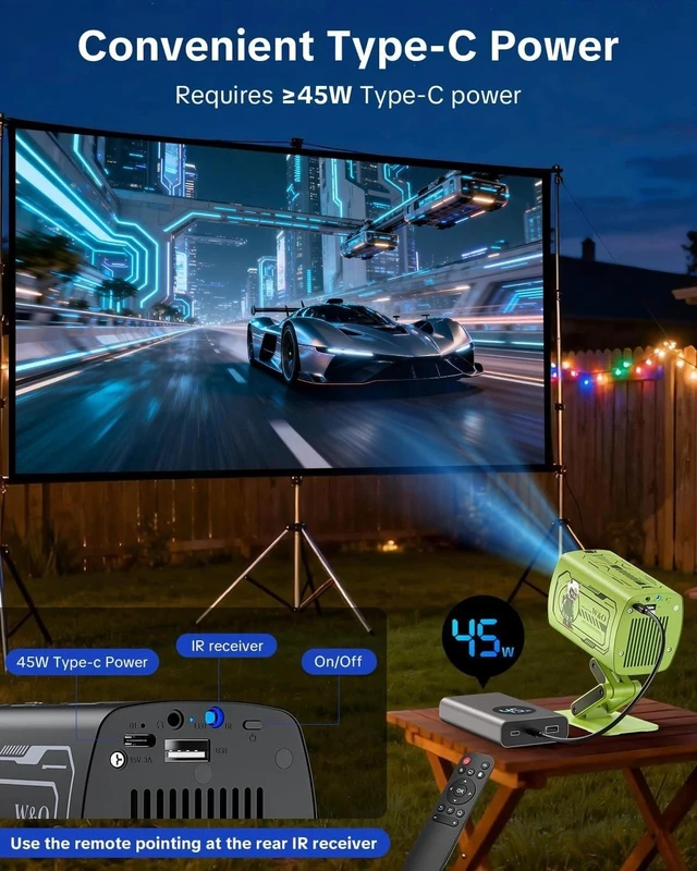 Alt view image 4 of 7 - O1 Portable Video Projector WiFi Bluetooth Home Theater Projector Green