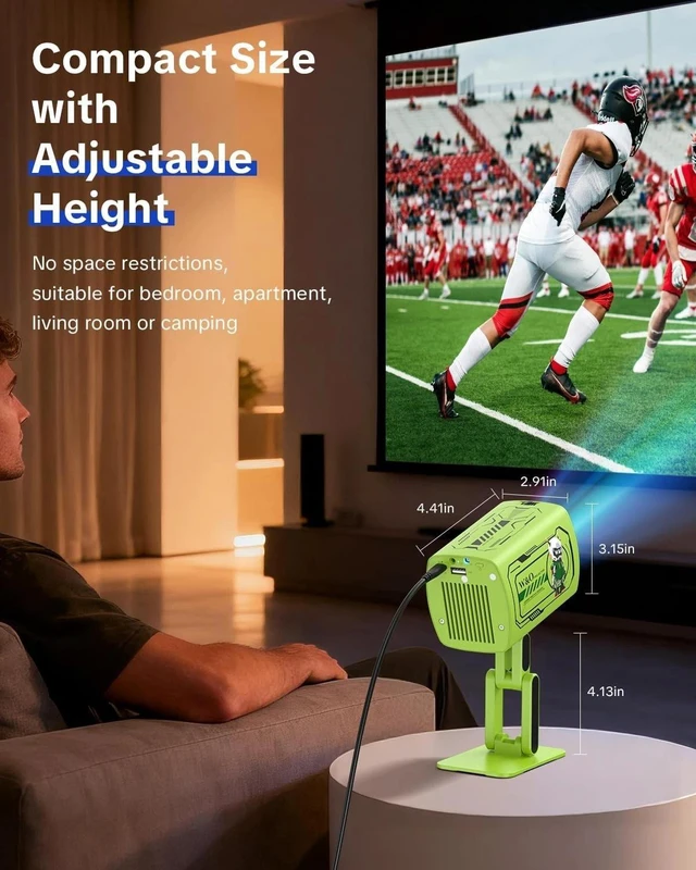 Alt view image 5 of 7 - O1 Portable Video Projector WiFi Bluetooth Home Theater Projector Green