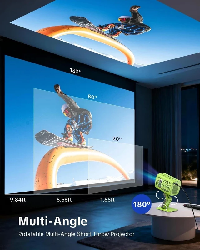 Alt view image 7 of 7 - O1 Portable Video Projector WiFi Bluetooth Home Theater Projector Green