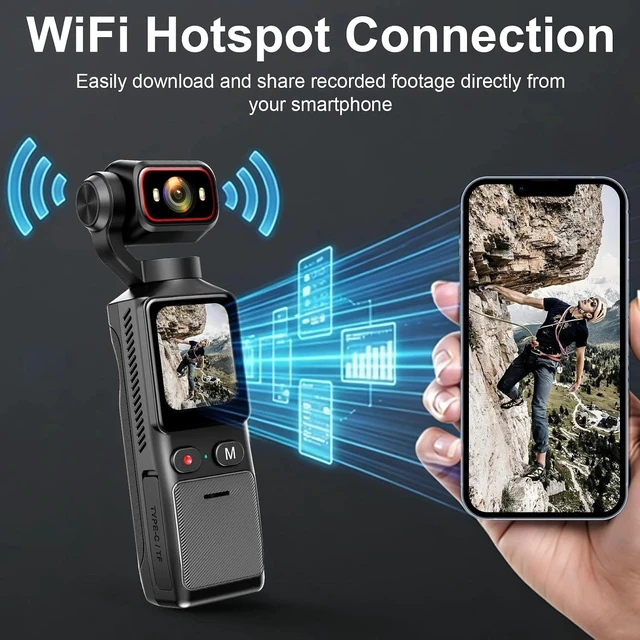 Alt view image 5 of 7 - 2K Handheld Vlog Camera WiFi Pocket Action Camera Body Cam 180° Rotatable Lens