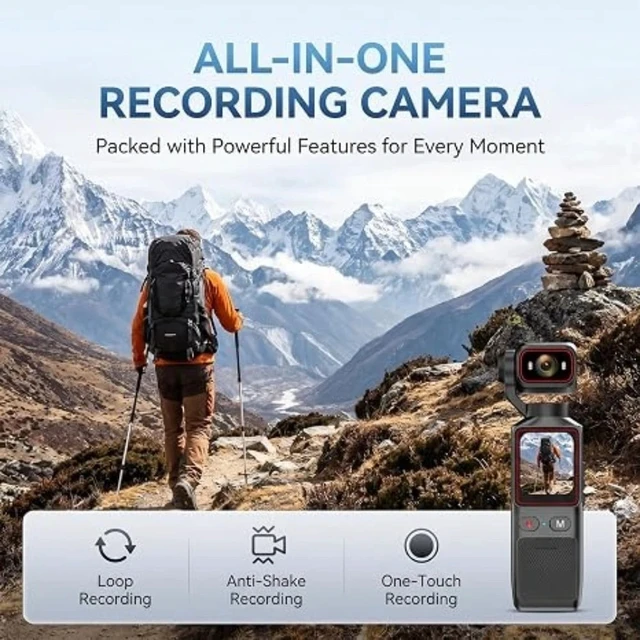 Alt view image 7 of 7 - 2K Handheld Vlog Camera WiFi Pocket Action Camera Body Cam 180° Rotatable Lens