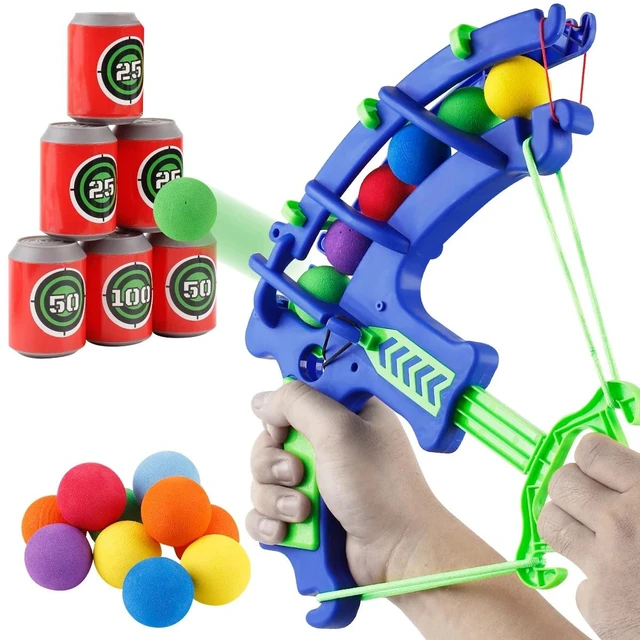 Alt view image 3 of 7 - Foam Ball Shooting Toy Kids Bow Launcher Target Game Indoor Outdoor Play Set
