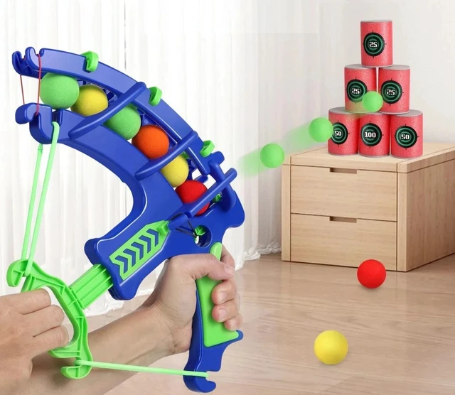 Main image of Foam Ball Shooting Toy Kids Bow Launcher Target Game Indoor Outdoor Play Set