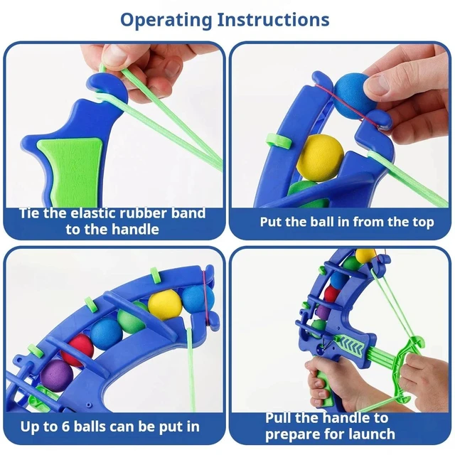 Alt view image 5 of 7 - Foam Ball Shooting Toy Kids Bow Launcher Target Game Indoor Outdoor Play Set