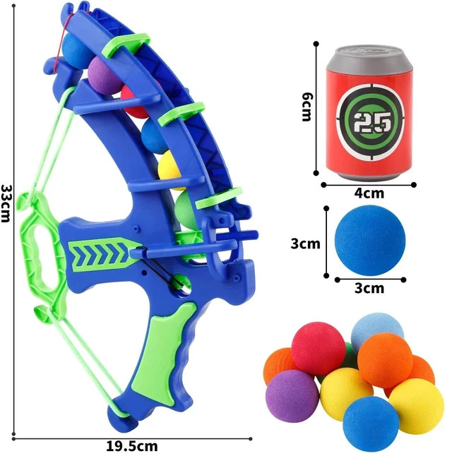 Alt view image 4 of 7 - Foam Ball Shooting Toy Kids Bow Launcher Target Game Indoor Outdoor Play Set