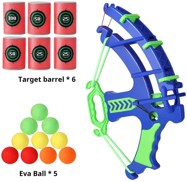 Alt view image 2 of 7 - Foam Ball Shooting Toy Kids Bow Launcher Target Game Indoor Outdoor Play Set