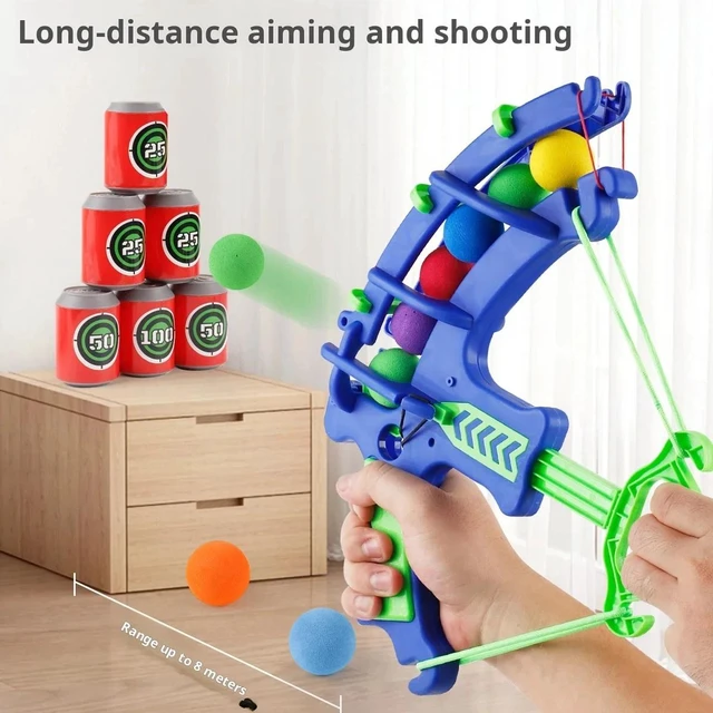 Alt view image 6 of 7 - Foam Ball Shooting Toy Kids Bow Launcher Target Game Indoor Outdoor Play Set