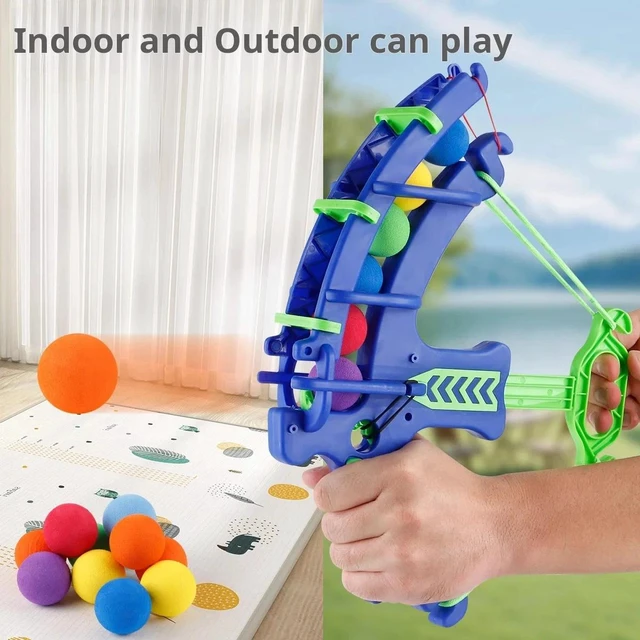 Alt view image 7 of 7 - Foam Ball Shooting Toy Kids Bow Launcher Target Game Indoor Outdoor Play Set