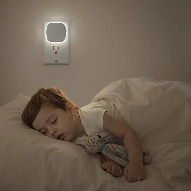 Alt view image 7 of 7 - Plug-in LED Backlit Night Light 4 Packs, Motion & Dusk to Dawn Sensor | 6000K Cool White Nightlight with 1-50lm Dimmable Brightness for Bedroom, Bathroom, Hallway, Kitchen, Garage, Nursery