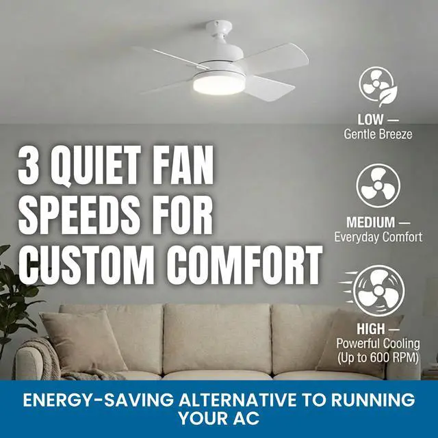 Alt view image 4 of 7 - SOCKET BREEZE 15.4" Socket Fan Light Celing Fan with Remote Control | 1000 Lumens, 3 Speed & Light Modes, Portable Easy to Install Ceiling Fans Replacement for Bedroom, Bathroom, Living Room