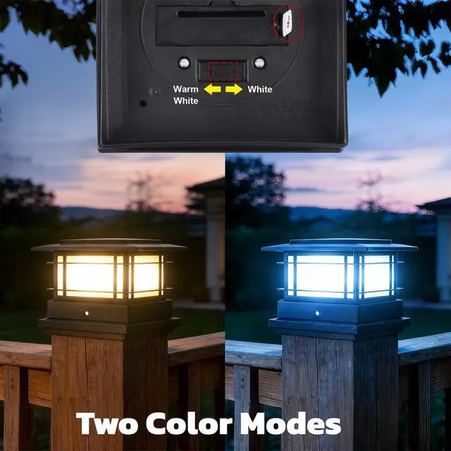 Alt view image 3 of 7 - 4x4 Solar Post Cap Lights Outdoor with 2 Color Modes, 6 Pack Upgrade Fence Post Solar Lights Black Shell for 4x4 Vinyl/Wooden Posts, Brightness LED Lighting Decor for Garden Deck Patio