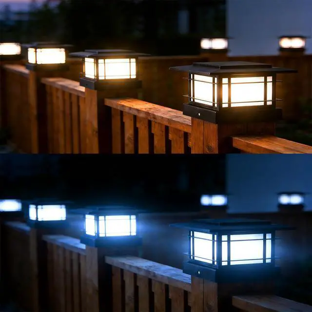 Alt view image 6 of 7 - 4x4 Solar Post Cap Lights Outdoor with 2 Color Modes, 6 Pack Upgrade Fence Post Solar Lights Black Shell for 4x4 Vinyl/Wooden Posts, Brightness LED Lighting Decor for Garden Deck Patio
