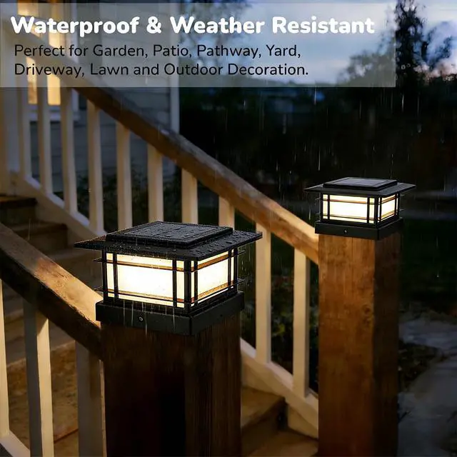 Alt view image 5 of 7 - 4x4 Solar Post Cap Lights Outdoor with 2 Color Modes, 6 Pack Upgrade Fence Post Solar Lights Black Shell for 4x4 Vinyl/Wooden Posts, Brightness LED Lighting Decor for Garden Deck Patio