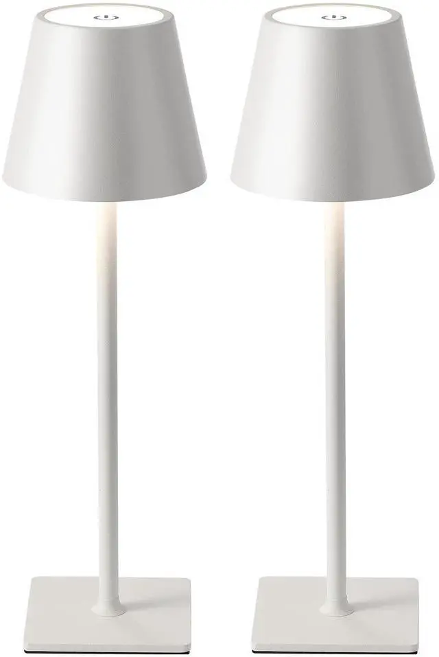 Main image of 2 Pack Cordless White Table Lamps, Rechargeable Portable LED Desk Lamps | 5000mAh Battery Operated 3 Color Stepless Dimming Up for Restaurant, Bedroom, Outdoor Party, Camping, Coffee Shop, Nightlight