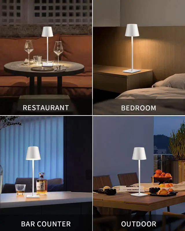 Alt view image 6 of 7 - 2 Pack Cordless White Table Lamps, Rechargeable Portable LED Desk Lamps | 5000mAh Battery Operated 3 Color Stepless Dimming Up for Restaurant, Bedroom, Outdoor Party, Camping, Coffee Shop, Nightlight