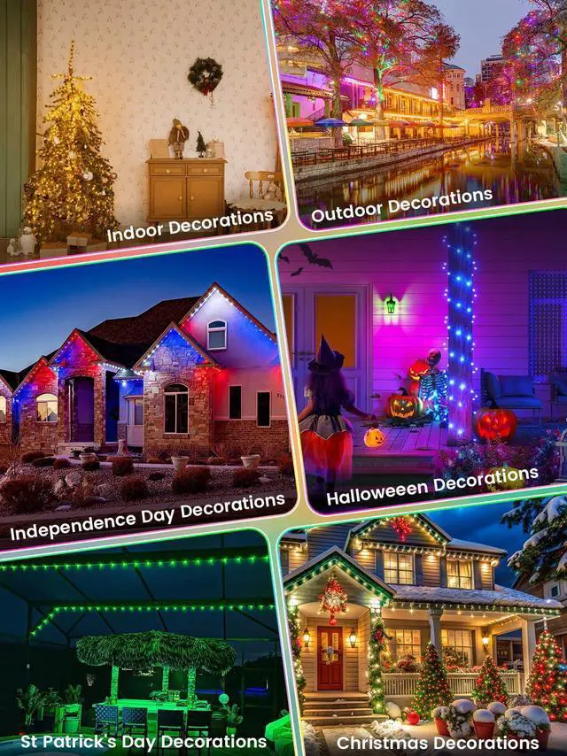 Alt view image 7 of 7 - RGB Color Changing 33Ft 100LED 4th of July Fairy Lights Battery Operated, Waterproof String Lights USB Powered with Timer for Indoor & Outdoor, 18 Colors & Multicolor for Independence Day Memorial Day