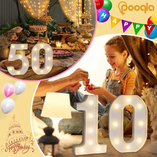Alt view image 6 of 7 - Decorative Led Light Up Number Letters, White Plastic Marquee Number Lights Sign 16th Birthday Decorations for Girls Boys Party Wedding Decor Battery Operated Number (16)