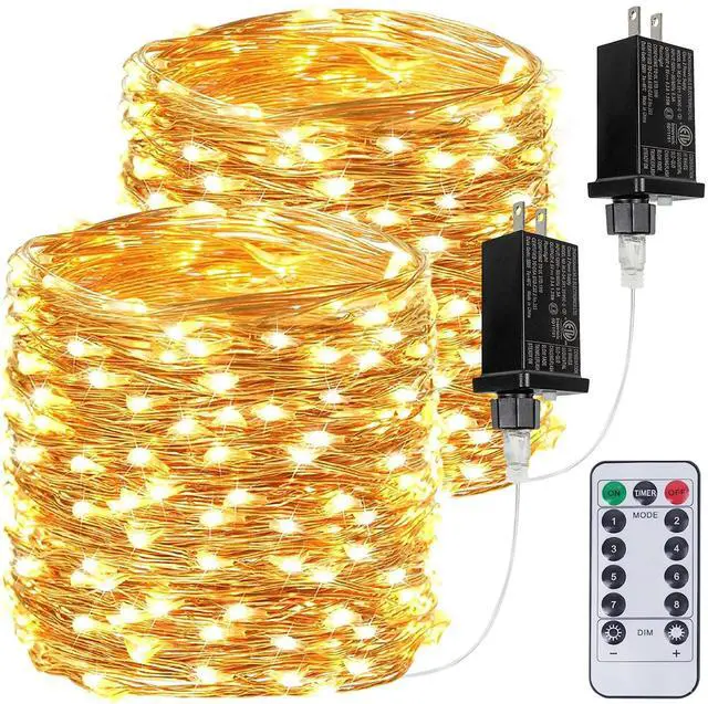 Main image of 2 Pack 132FT 400 LED Fairy Lights with Remote, Plug in Twinkle Lights | 8 Modes, Timer, Dimmable, Memory Function, Waterproof Warm White String Lights for Bedroom Garden Party Christmas Decor