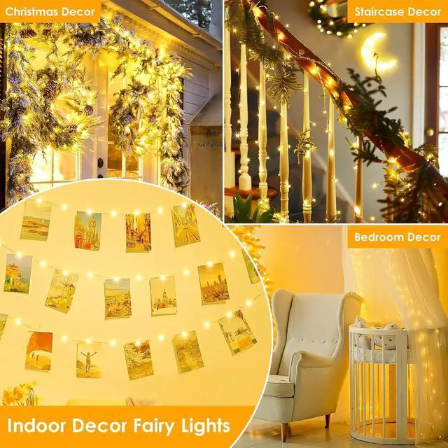 Alt view image 7 of 7 - 2 Pack 132FT 400 LED Fairy Lights with Remote, Plug in Twinkle Lights | 8 Modes, Timer, Dimmable, Memory Function, Waterproof Warm White String Lights for Bedroom Garden Party Christmas Decor