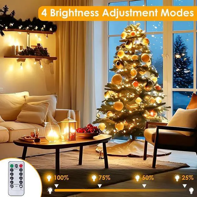 Alt view image 4 of 7 - 99FT 300 LED Fairy Lights with Remote, Plug in Twinkle Light Outdoor Indoor | 8 Modes, Timer, Dimmable, Memory Function, Waterproof Warm White String Lights for Bedroom Garden Party Christmas Decor